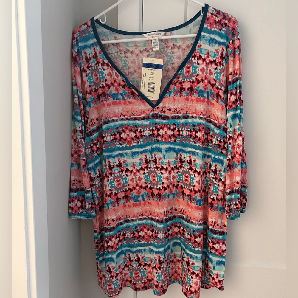 Maternity blouse multi print